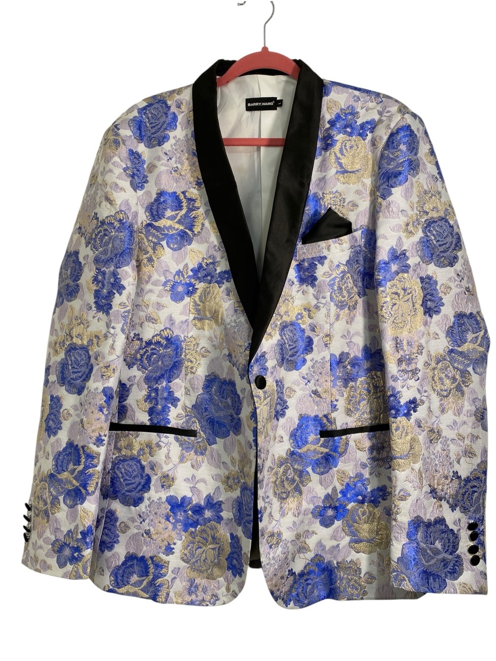 Barry Wang Brocade Floral One Button Suit Jacket